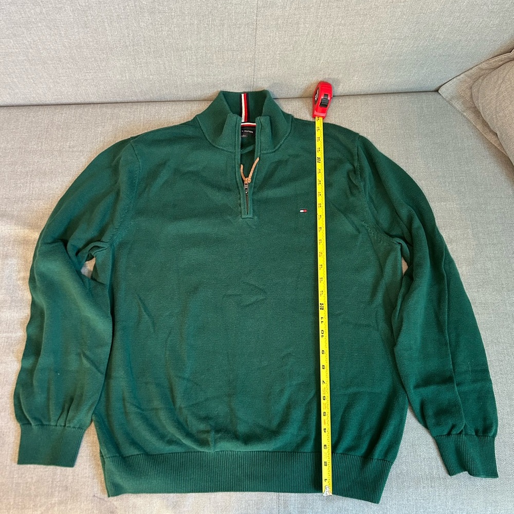 Tommy Hilfiger Quarter Zip Sweater Green Mens XL - Picture 7 of 8